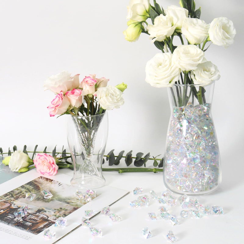 Ceya Clear Holographic Fake Ice Rocksï¼Œ220PCS Dazzling Vase Fillers Acrylic Fake Diamond Crystals Water Beads Marbles 13OZ Glass Gems for Centerpieces Table Decoration Party Christmas Wedding Birthday - Image 4