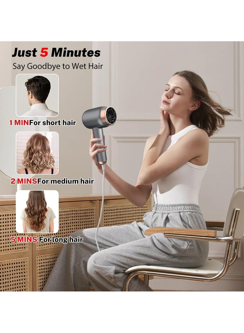 ميون مجفف شعر لاسلكي فائق السرعة، مجفف شعر احترافي، محرك تيار متردد بقوة 1000 واط، مجفف شعر سريع التجفيف بالأيونات، 3 إعدادات للحرارة وهواء بارد بلمسة واحدة للشعر المجعد والمستقيم - Image 2