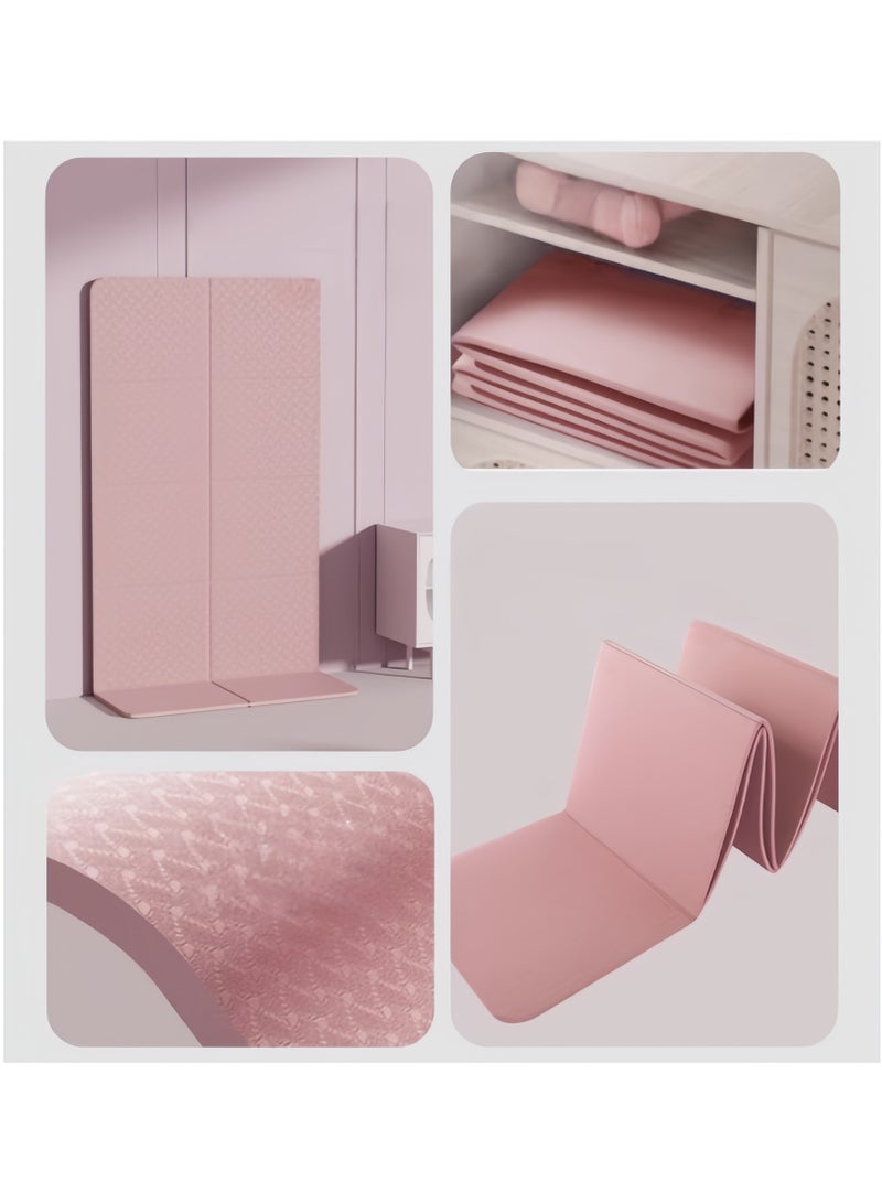 Portable Foldable Yoga Mat,Thickened Fitness Mat with Storage Bag,Non-Slip Eco-Friendly TPE Yoga Mat,Suitable for Yoga,Pilates and Travel Fitness,183X61X0.8cm(Pink) - Image 4