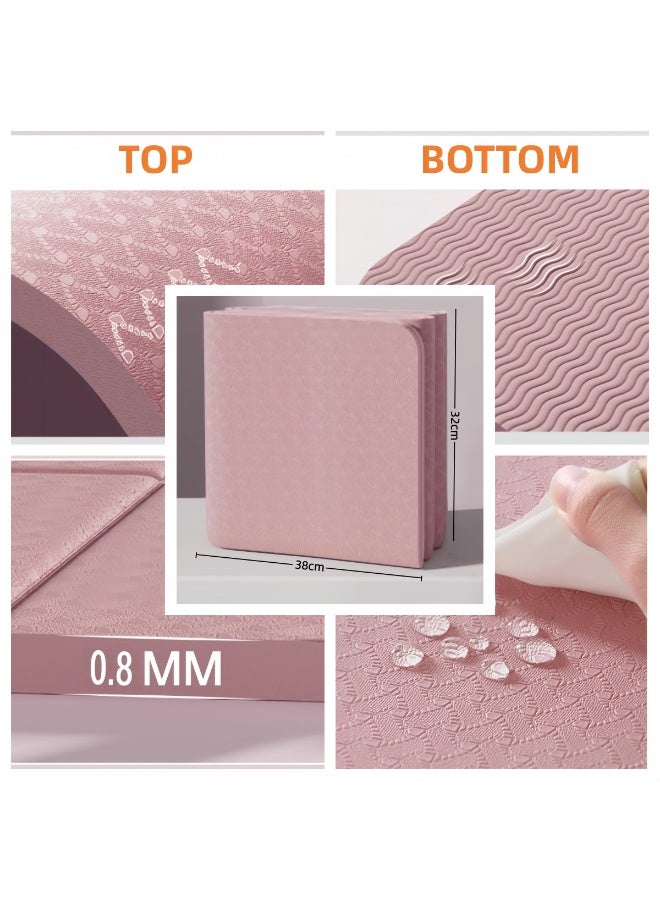 Portable Foldable Yoga Mat,Thickened Fitness Mat with Storage Bag,Non-Slip Eco-Friendly TPE Yoga Mat,Suitable for Yoga,Pilates and Travel Fitness,183X61X0.8cm(Pink) - Image 5
