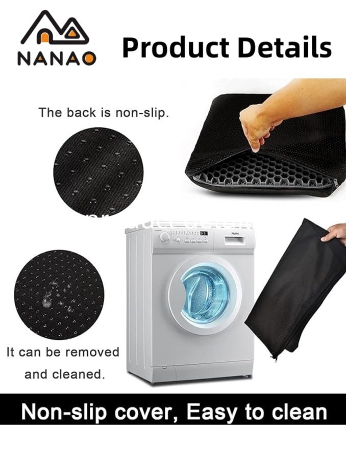 NANAO Gel Seat Cushion for Long Sitting With Black non-slip cloth cover, Breathable Car Seat Cushion, Back, Sciatica, Tailbone Pain Relief Cushion for Car, Desk Chair, Wheelchair,Office Chair  - Image 5