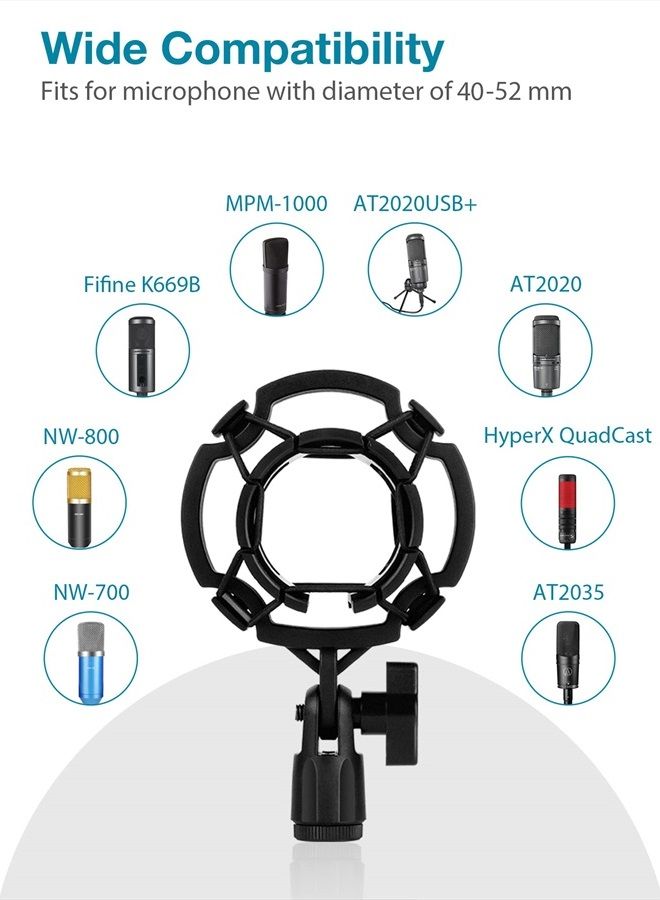 InnoGear Microphone Stand for Blue Yeti Adjustable Suspension Boom Scissor Arm Stand with 3/8/''to 5/8/'' Screw Adapter Shock Mount Windscreen Pop Filter Mic Clip Holder Cable Ties, Medium, Black - Image 3