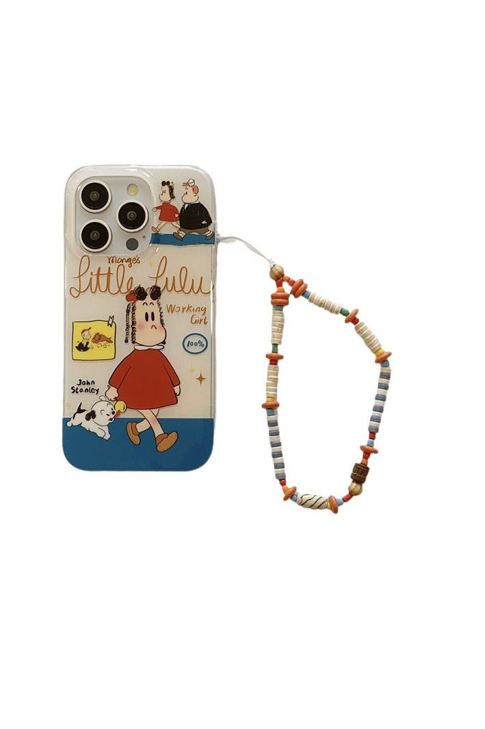 Compatible with iPhone 16 Pro Max Case, Healing Graffiti Cartoon Pattern Shockproof Case Cover with Lovely Strap Bracelet Chain, Silicone Material Anti-Fall Drop Protection Case for iPhone 16 Pro Max 6.9 inches - Image 1