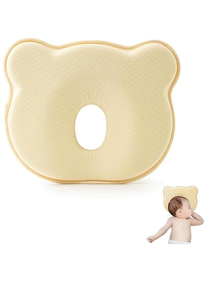 HOOKOR Baby Pillow, Preventing Flat Head Syndrome Nursery Memory Foam Pillows with Cotton Covers,Baby Shaping Pillow and Neck Support Ergonomic Pillow (Yellow) - Image 1