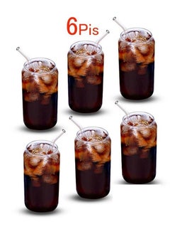 WAW 6Piece Glass Cups With Straw Clear 