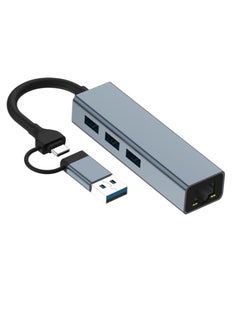 Generic USB+Type C 2-in-1 to LAN Port (Gigabit) +HUB Hub USB C to HDMI Hub Ethernet 3*USB 3.0 SD/TF Card Reader, Compatible with USB C Laptops and Other C-Type Devices  - Image 1