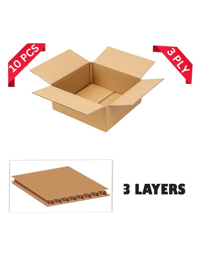 Royal Apex 3-Ply Corrugated Cardboard Moving Box (26 x 23 x 10 cm) – Shipping, Storage & Gift Packing Cartons – Durable Kraft Packaging – Pack of 10 - Image 3