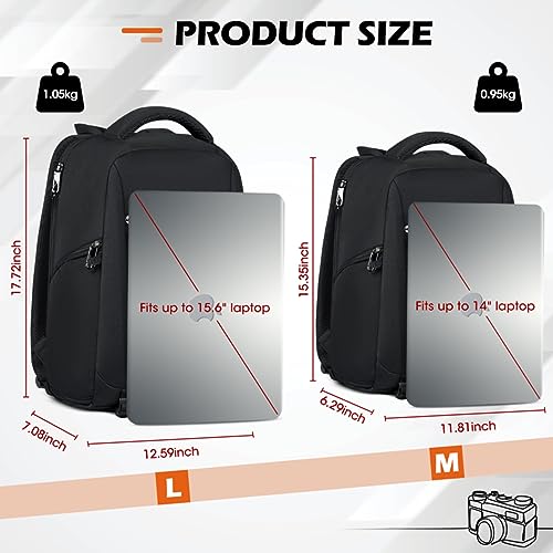 SDYSM Camera Bag Backpack Professional for DSLR SLR Mirrorless Camera Waterproof Laptop Back Pack 14 Inch with Rain Cover Anti Theft Travel Case Large Capacity Photography Backpack Black - Image 3