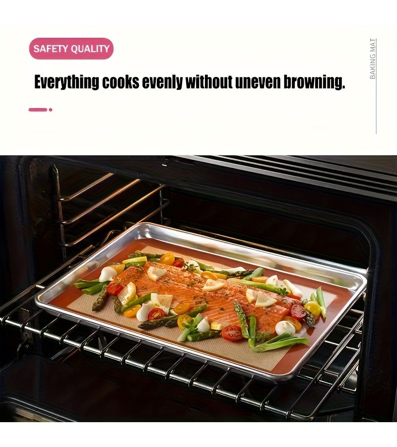 سجادة الخبز السيليكون الحمراء مقاس 16.5x11.6 بوصة، بطانة فرن غير لاصقة قابلة لإعادة الاستخدام - Image 4