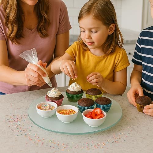 Creative Home 125 Inch Tempered Glass Lazy Susan Turntable Smooth Aluminum Bearing Cake Dessert Stand Ideal for Parties Cheese Boards Table Serving Icing Cakes Elegant Durable Easy to Rotate - Image 3