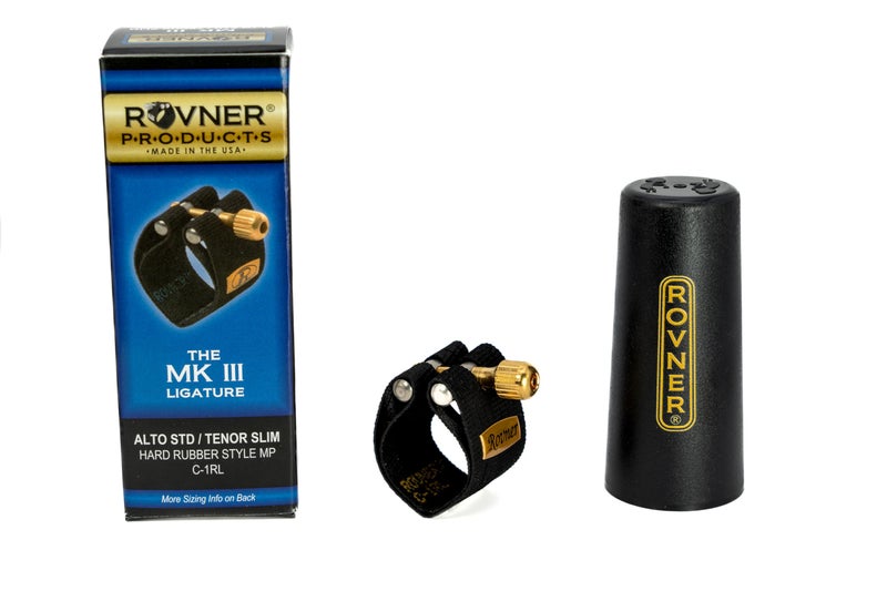 Rovner Ligature & Plastic Cap for Alto Standard Saxophone - MKIII Ligature for Hard Rubber Mouthpiece (C-1RL) - Image 1