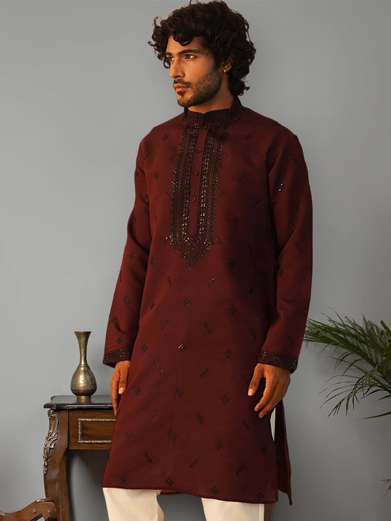 jompers قميص جومبرز المطرز بالخرز من قطن وحرير للرجال - Image 3