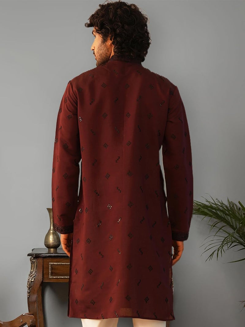 jompers قميص جومبرز المطرز بالخرز من قطن وحرير للرجال - Image 2