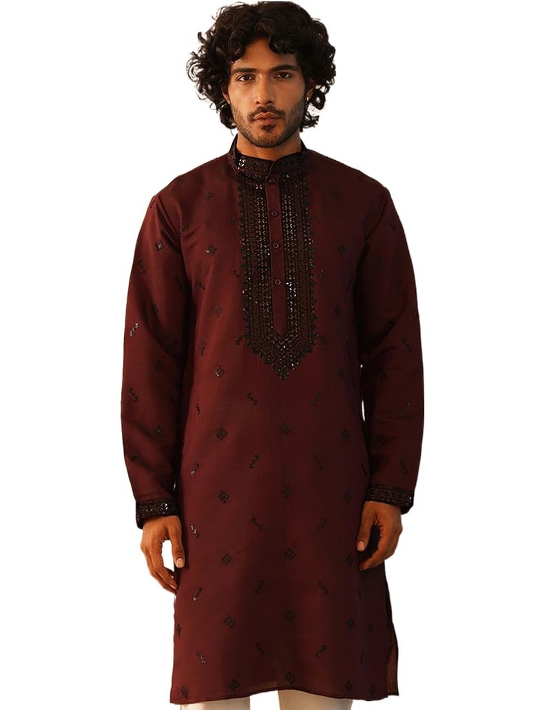 jompers قميص جومبرز المطرز بالخرز من قطن وحرير للرجال - Image 1