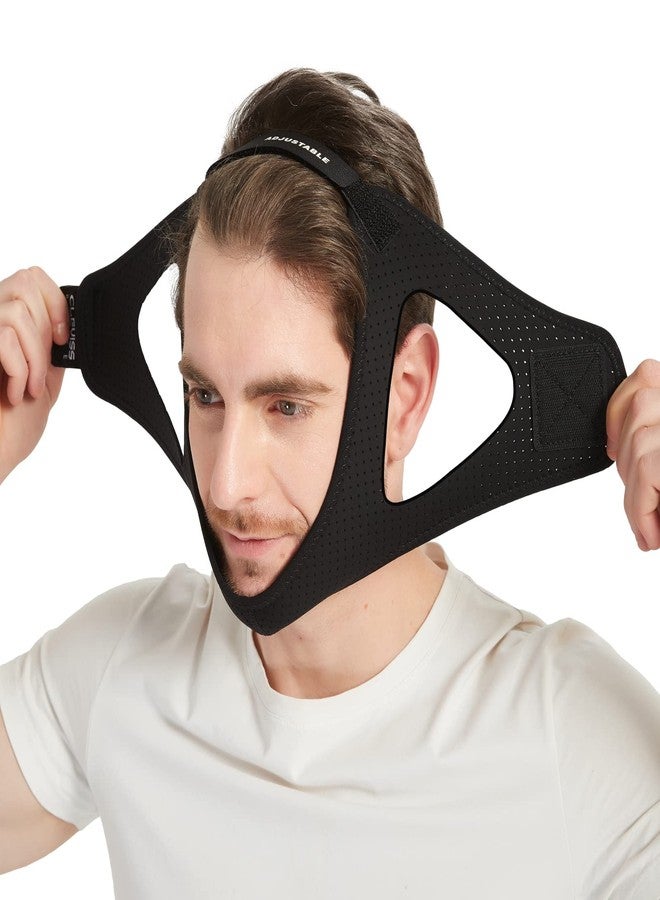 حزام الذقن المضاد للشخير لمستخدمي جهاز ضغط مجرى الهواء الإيجابي المستمر (أسود) - Image 1