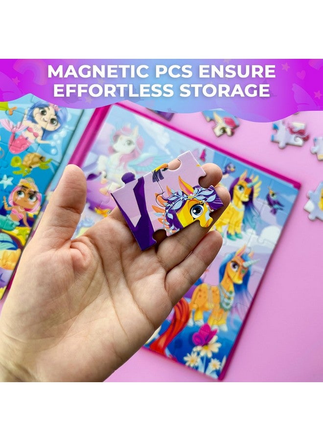 quokka Magnetic Puzzles For Kids Ages 4 6 2X48 Travel Puzzle Games For Toddlers 3 5 Years Old Car Activities Toy For Boys And Girls 2 4 Yo Unicorns & Mermaid Learning Magnet For Road Trip - Image 5