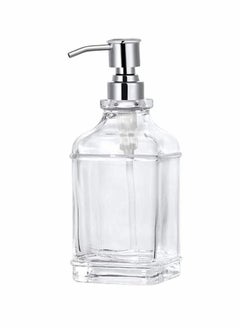 Excefore Soap Dispenser Thick Clear Glass with 304 Silver Stainless Steel Pump Refillable Rustproof Hand Soap Dispenser  - Image 1