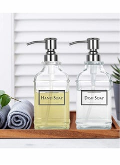 Excefore Soap Dispenser Thick Clear Glass with 304 Silver Stainless Steel Pump Refillable Rustproof Hand Soap Dispenser  - Image 4