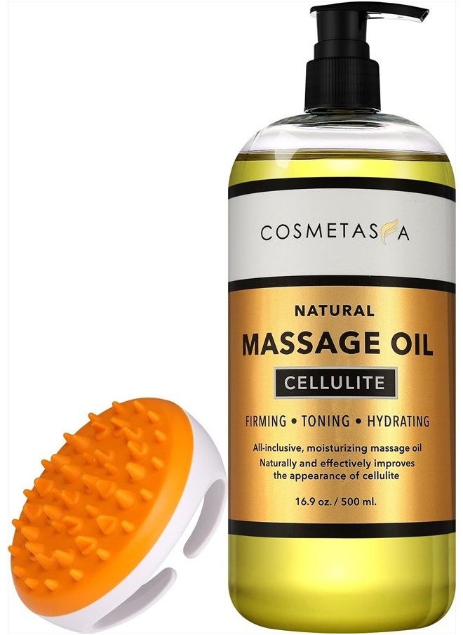 Cosmetasa - Cellulite Massage Oil with Massager Mitt - 100% Natural Cellulite Oil, Highly Absorbable and Deeply Penetrates Skin- Firms, Tones, Tightens & Moisturizes Skin by Cosmetasa 16.9 oz - Image 1