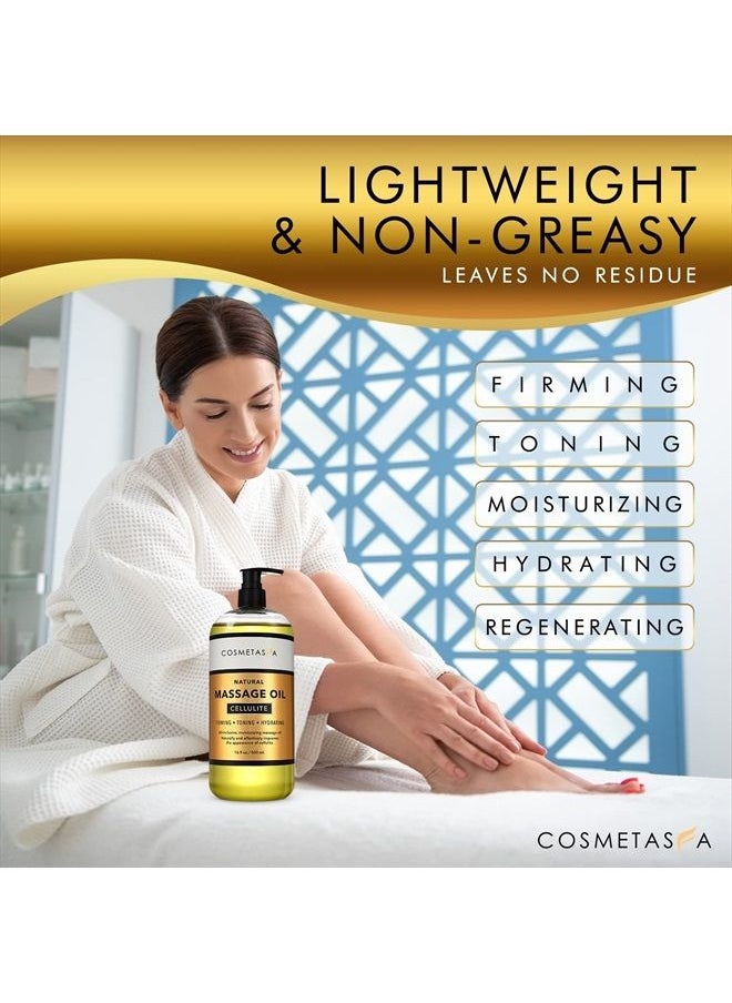 Cosmetasa - Cellulite Massage Oil with Massager Mitt - 100% Natural Cellulite Oil, Highly Absorbable and Deeply Penetrates Skin- Firms, Tones, Tightens & Moisturizes Skin by Cosmetasa 16.9 oz - Image 1