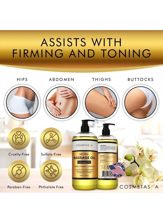 Cosmetasa - Cellulite Massage Oil with Massager Mitt - 100% Natural Cellulite Oil, Highly Absorbable and Deeply Penetrates Skin- Firms, Tones, Tightens & Moisturizes Skin by Cosmetasa 16.9 oz - Image 1