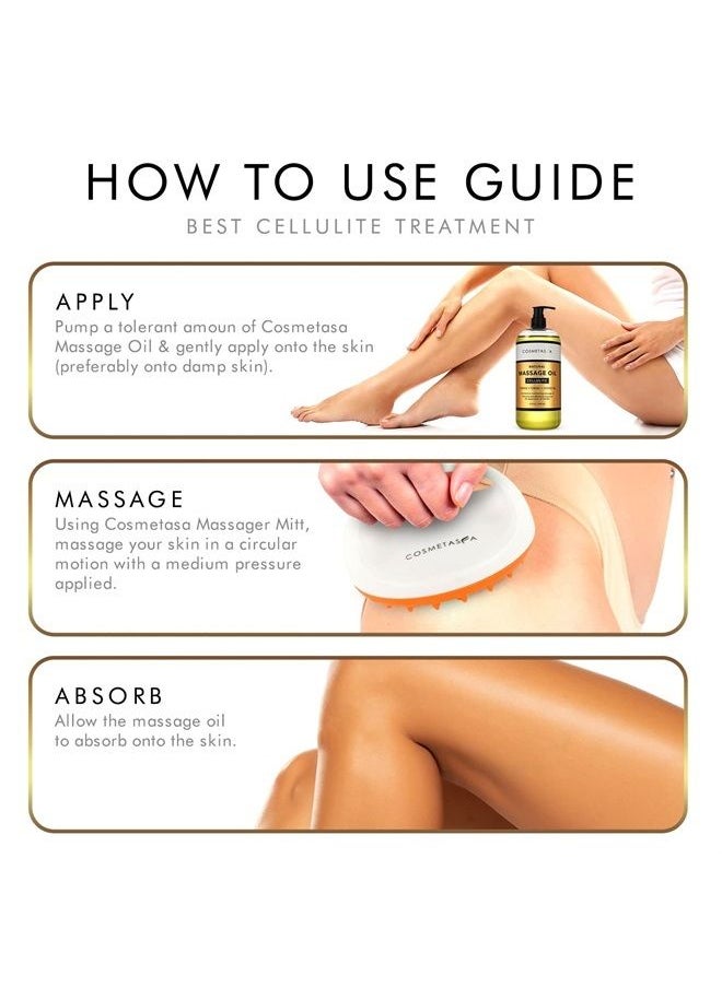 Cosmetasa - Cellulite Massage Oil with Massager Mitt - 100% Natural Cellulite Oil, Highly Absorbable and Deeply Penetrates Skin- Firms, Tones, Tightens & Moisturizes Skin by Cosmetasa 16.9 oz - Image 1