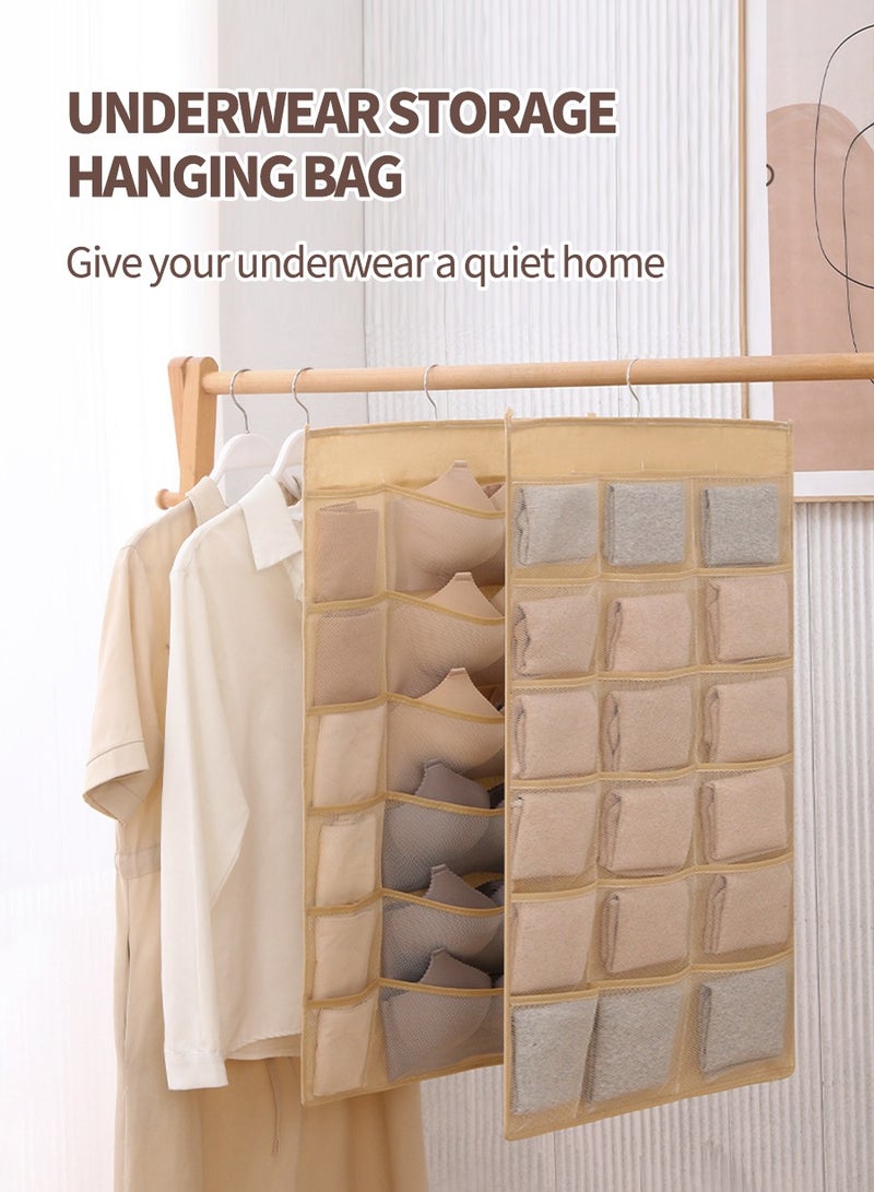 BEIRUI Underwear Storage Bag, Closet Hanging Organiser, Double Sided Wall Shelf Wardrobe Organiser Storage Bag, Space Saving Underwear, Panty, Sock Storage Bag - Image 2