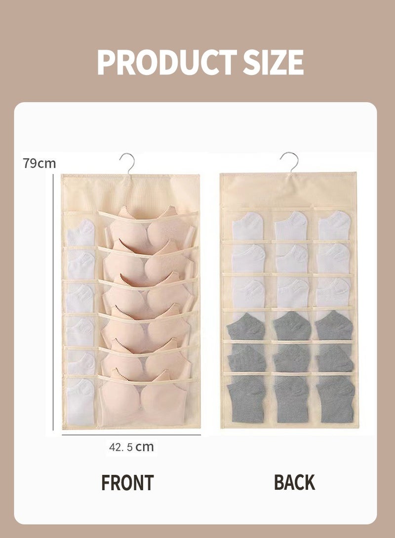 BEIRUI Underwear Storage Bag, Closet Hanging Organiser, Double Sided Wall Shelf Wardrobe Organiser Storage Bag, Space Saving Underwear, Panty, Sock Storage Bag - Image 3