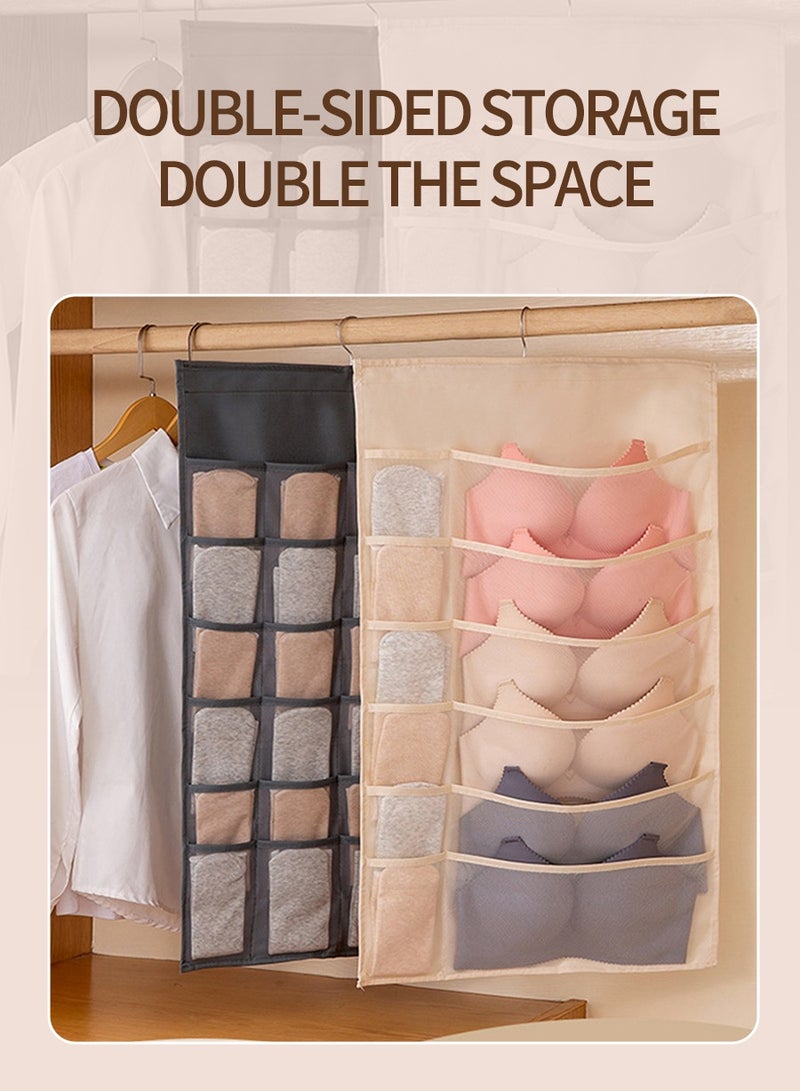 BEIRUI Underwear Storage Bag, Closet Hanging Organiser, Double Sided Wall Shelf Wardrobe Organiser Storage Bag, Space Saving Underwear, Panty, Sock Storage Bag - Image 4