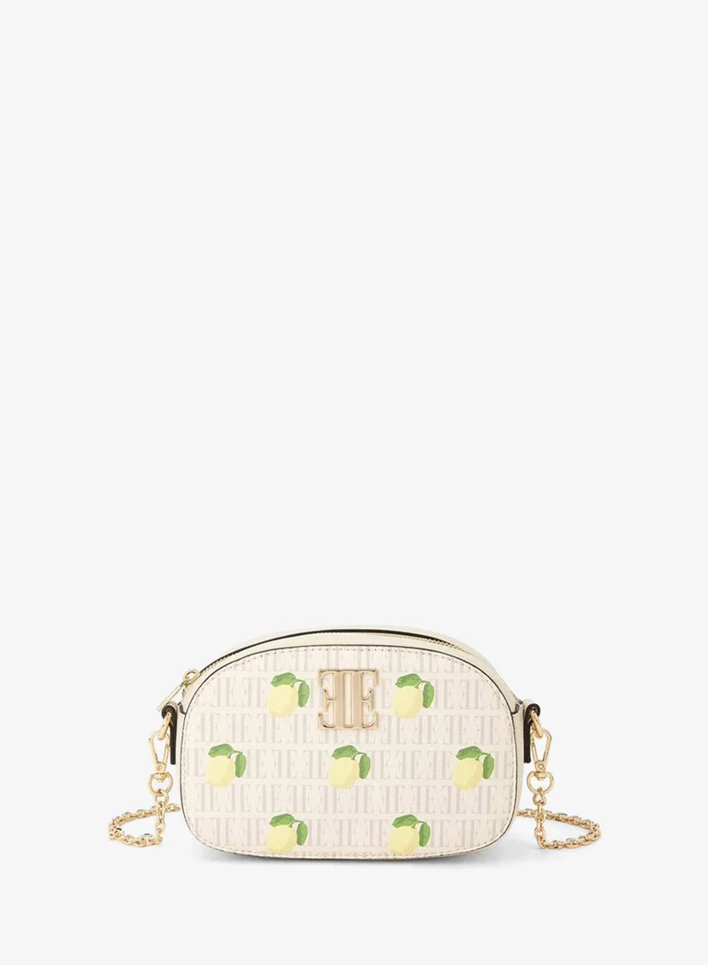 Elle Lemon Print Crossbody Bag With Detachable Chain Strap