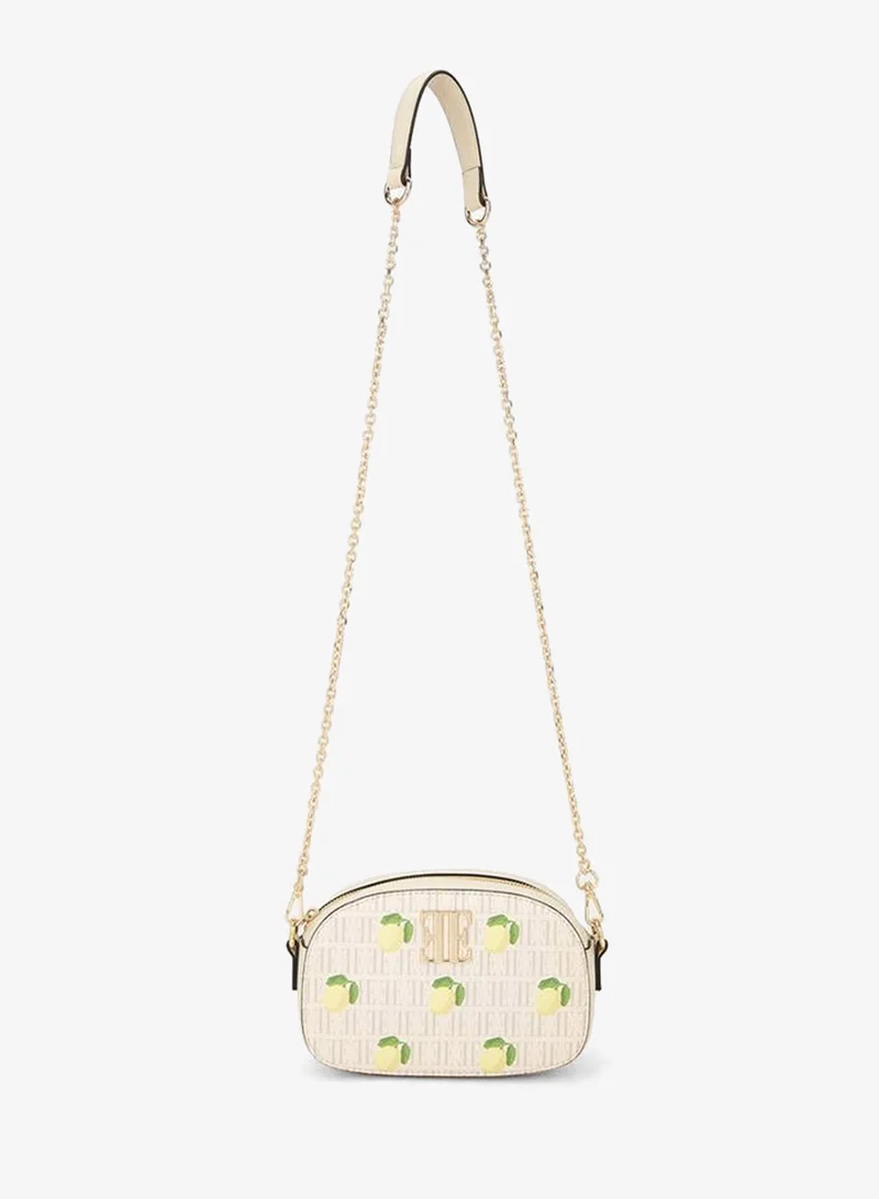 Elle Lemon Print Crossbody Bag With Detachable Chain Strap