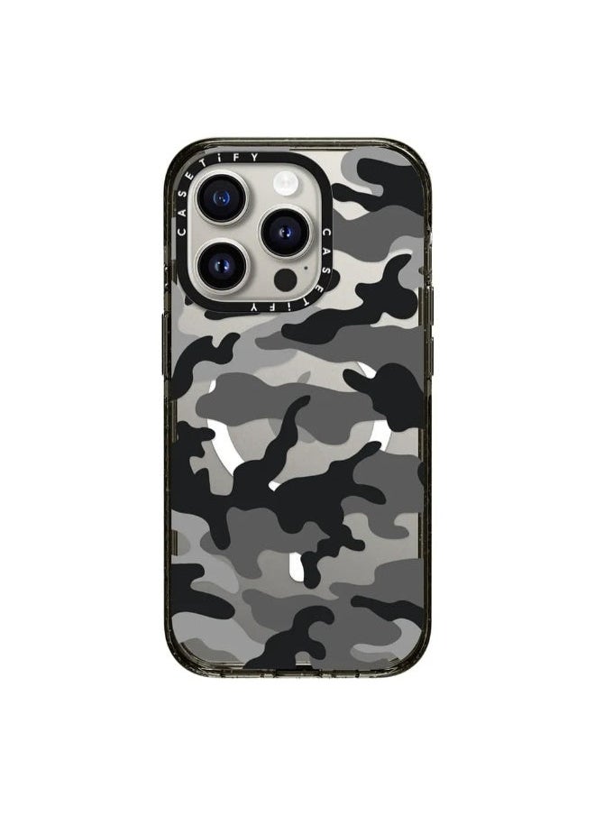 Casetify - MagSafe Impact Case, Compatible w/ iPhone 15 Pro - 8.2Ft. Drop Protection, Shock Absorbing, Slim & LightWeight, Eco-Friendly, Wireless & MagSafe Charging Compatible - Camo Over Black - Image 1