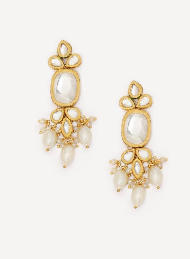 Priyaasi Ethnic Women Brass Earrings with pattern and secured with Post and Back closure and styled in ideal for Ethnic moments — crafted to elevate your special moments. - Image 2
