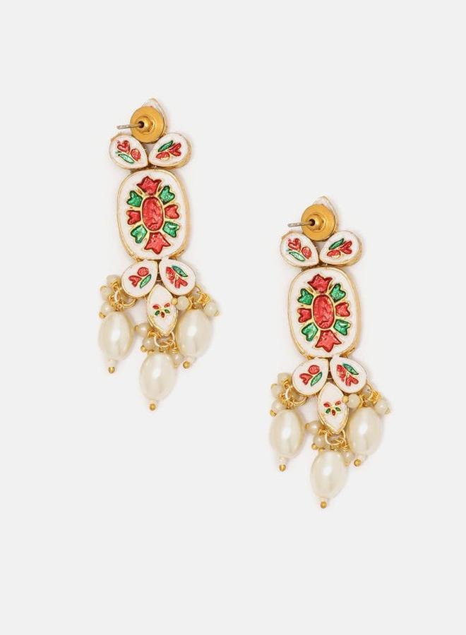 Priyaasi Ethnic Women Brass Earrings with pattern and secured with Post and Back closure and styled in ideal for Ethnic moments — crafted to elevate your special moments. - Image 3