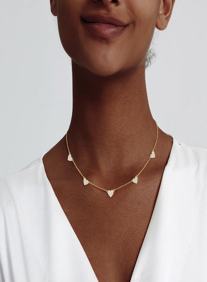Zeffy CZ Heart Choker 14K Gold Plated Dainty Heart Diamond Charms Necklace Minimalist Trendy Jewelry Gift for Women - Image 2