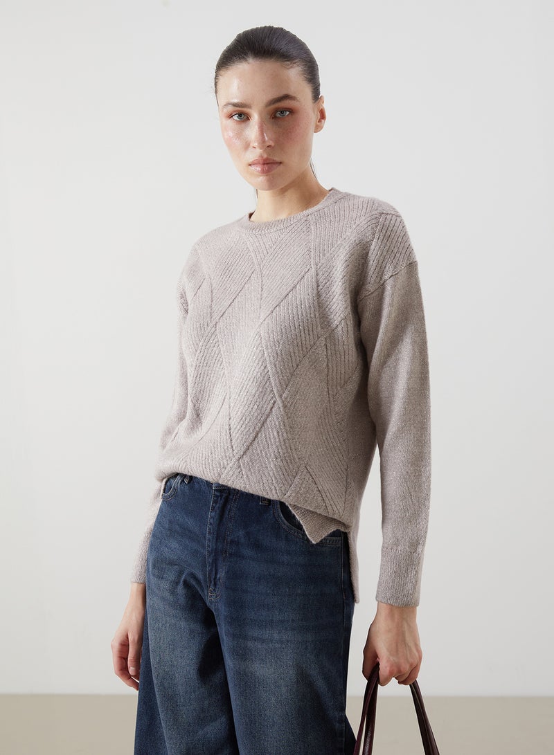 LC WAIKIKI Crew Neck Self-Patterned Women's Knitwear Sweater - Image 1