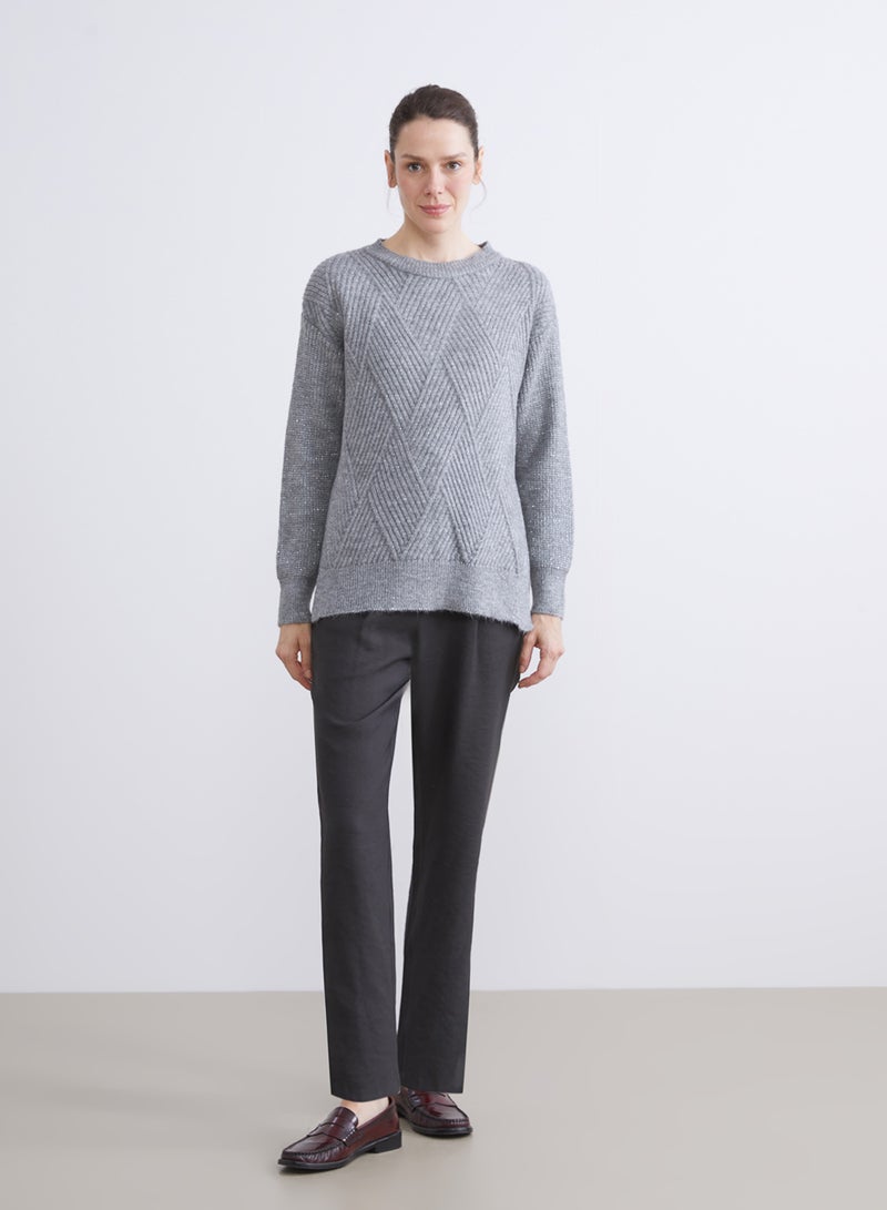 LC WAIKIKI Crew Neck Self-Patterned Women's Knitwear Sweater - Image 3