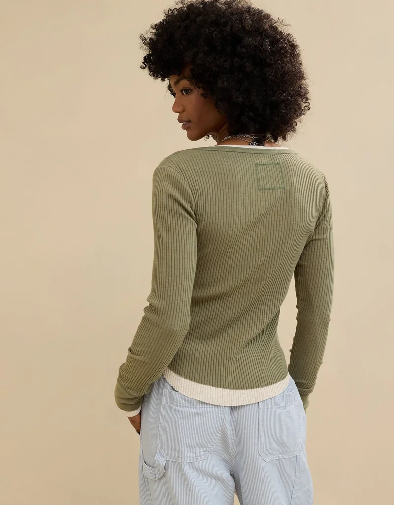 Aerie Aerie Essential Henley Layering T-Shirt