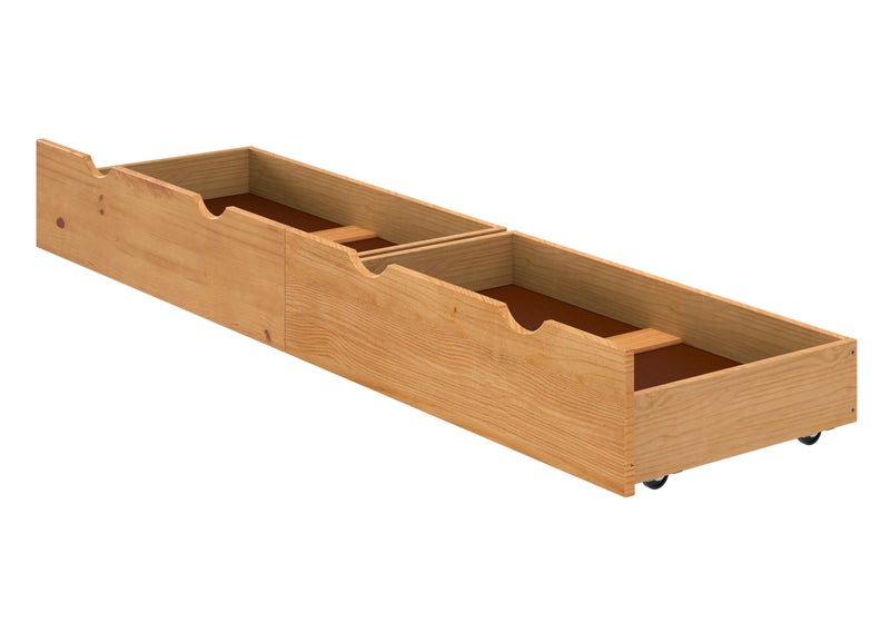 Alaterre Furniture Underbed Storage Drawers Set of 2 Solid Wood Rolling Organizers Fits Bed Frames 975 Inches or Higher Interior Dimensions 35x1925 Inches Easy Assembly Neutral Cinnamon Finish 