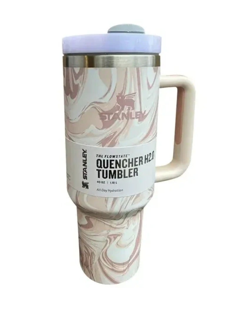 Stanley 40 Oz Tumbler with Handle and Straw – Leak Resistant Flip Lid, Vacuum Insulated, Stainless Steel Portable Travel Mug – Keeps Drinks Hot or Cold for Hours - Image 1