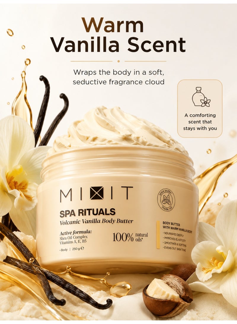 MIXIT Spa Rituals Volcanic Vanilla Softening Body Butter, Nourishing Moisturizer with Shea Butter, 250g - Image 4