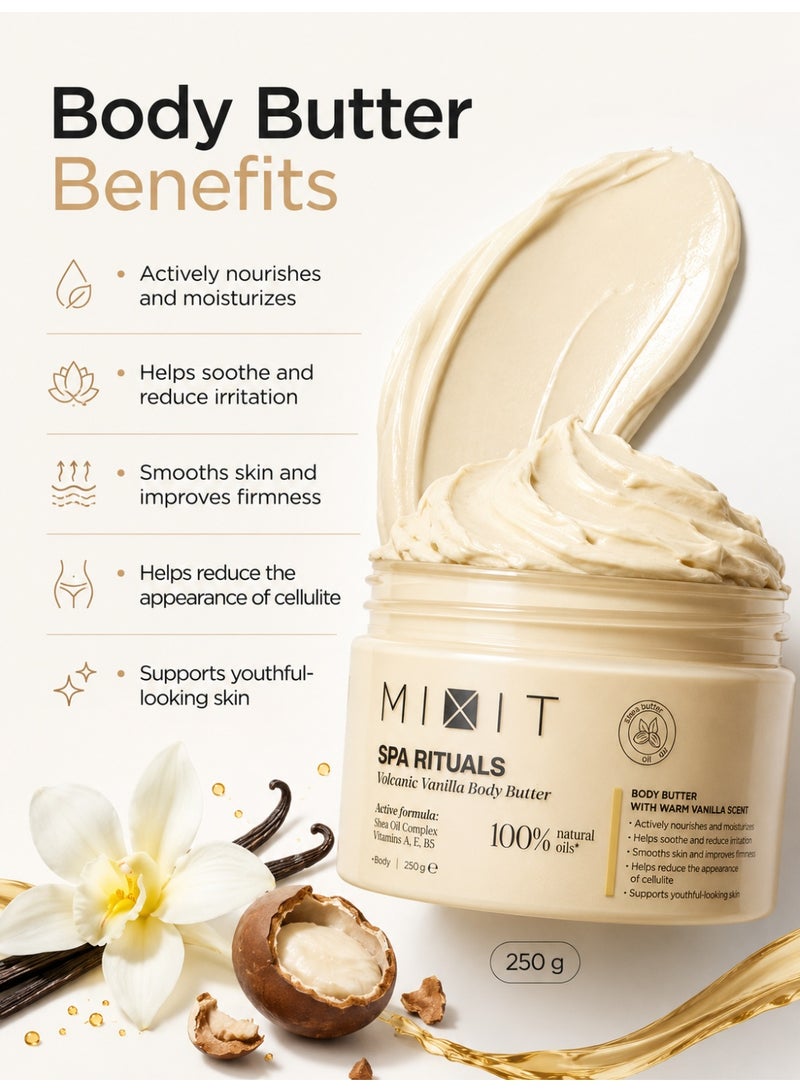 MIXIT Spa Rituals Volcanic Vanilla Softening Body Butter, Nourishing Moisturizer with Shea Butter, 250g - Image 5