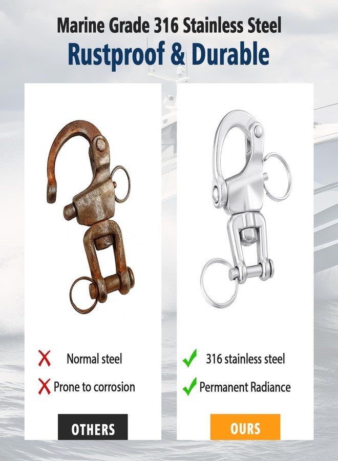 Otoolling 5 Pack 316 Stainless Steel Swivel Snap Shackle U Shaped Heavy Duty Release Spring Hook, Marine Grade Sailing Halyard Shackle for Boat Rigging Industrial Lifting Climbing High Load - Image 5