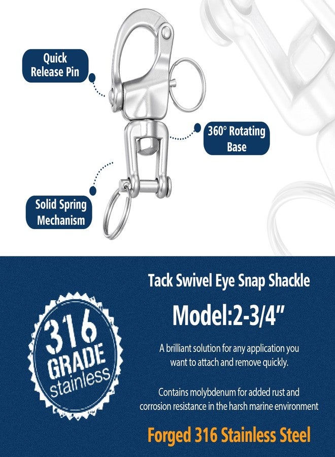Otoolling 5 Pack 316 Stainless Steel Swivel Snap Shackle U Shaped Heavy Duty Release Spring Hook, Marine Grade Sailing Halyard Shackle for Boat Rigging Industrial Lifting Climbing High Load - Image 3