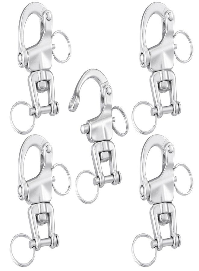 Otoolling 5 Pack 316 Stainless Steel Swivel Snap Shackle U Shaped Heavy Duty Release Spring Hook, Marine Grade Sailing Halyard Shackle for Boat Rigging Industrial Lifting Climbing High Load - Image 1