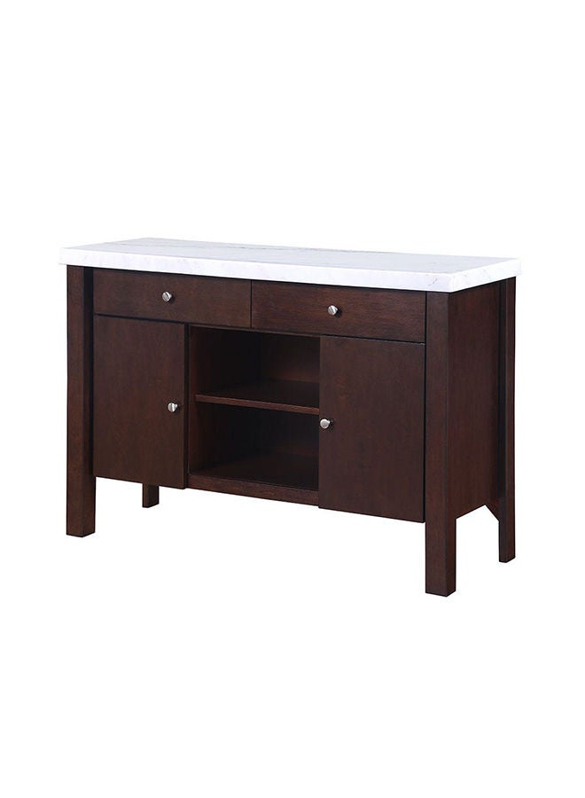 DANUBE HOME رف طعام من الرخام من برودي قوي ومتين، منظم للمطبخ المنزلي، أثاث لغرفة الطعام وغرفة المعيشة والمطبخ، أبيض/جوز غامق - Image 1