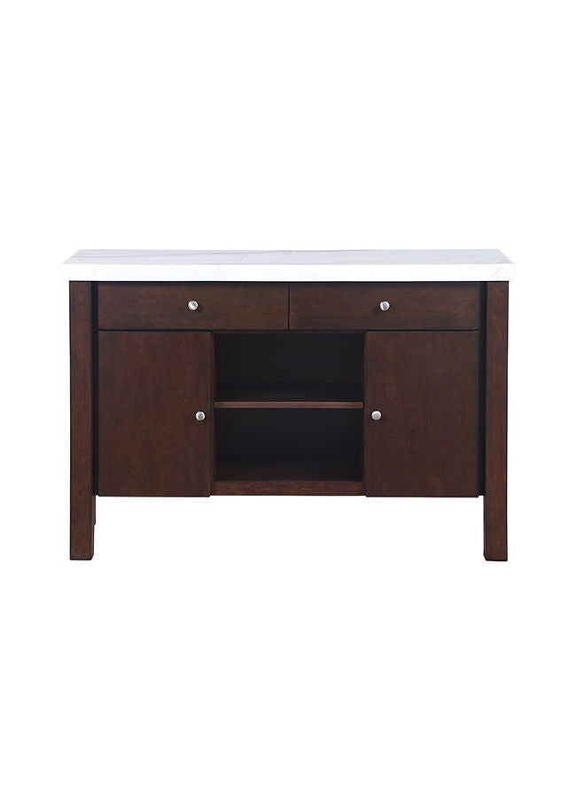 DANUBE HOME رف طعام من الرخام من برودي قوي ومتين، منظم للمطبخ المنزلي، أثاث لغرفة الطعام وغرفة المعيشة والمطبخ، أبيض/جوز غامق - Image 2