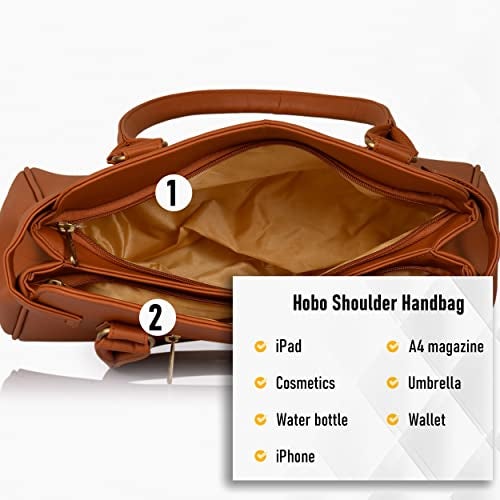 Fostelo Women's Kelly Style Satchel Tote Handbag for Women | Ladies Purse | Stylish Shoulder Bag | Gift For Women | Tan - Image 5