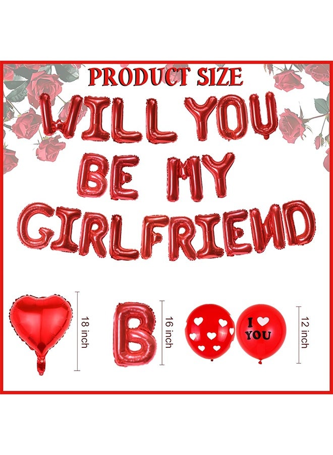 Organizer Will You Be My Girlfriend - 500+ Pcs Balloons Party Decorations Red Letter Heart Foil Latex Balloons Artificial Rose Petals for Girlfriends Romantic Proposal Party Anniversary Decoration Supplies - Image 3
