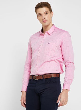 Classic Slim Fit Self Design Pure Cotton Formal Shirt